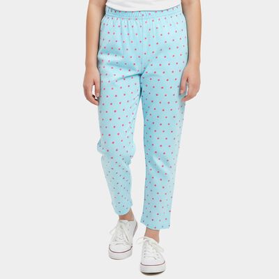 Girls Navy Blue Regular Fit Star Printed Pyjama