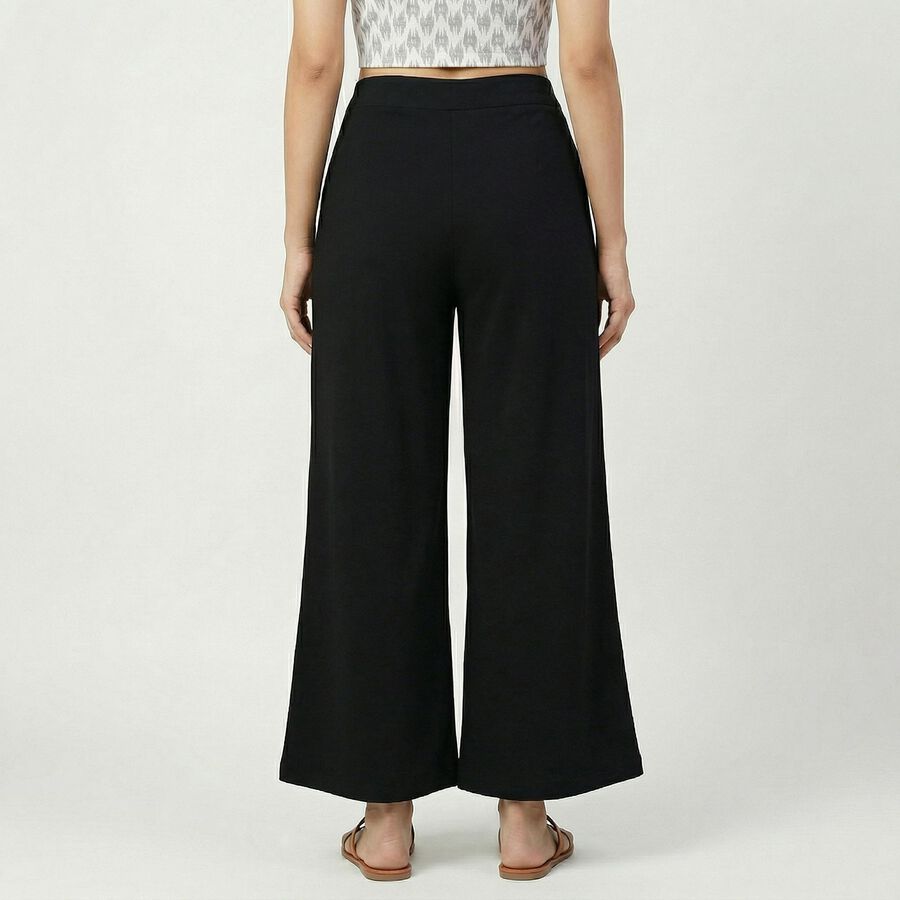 Women's Black Wide-Leg High-Rise Palazzos, काला, large