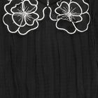 Girls' Black Round Neck Romantic T-Shirt, Black, small
