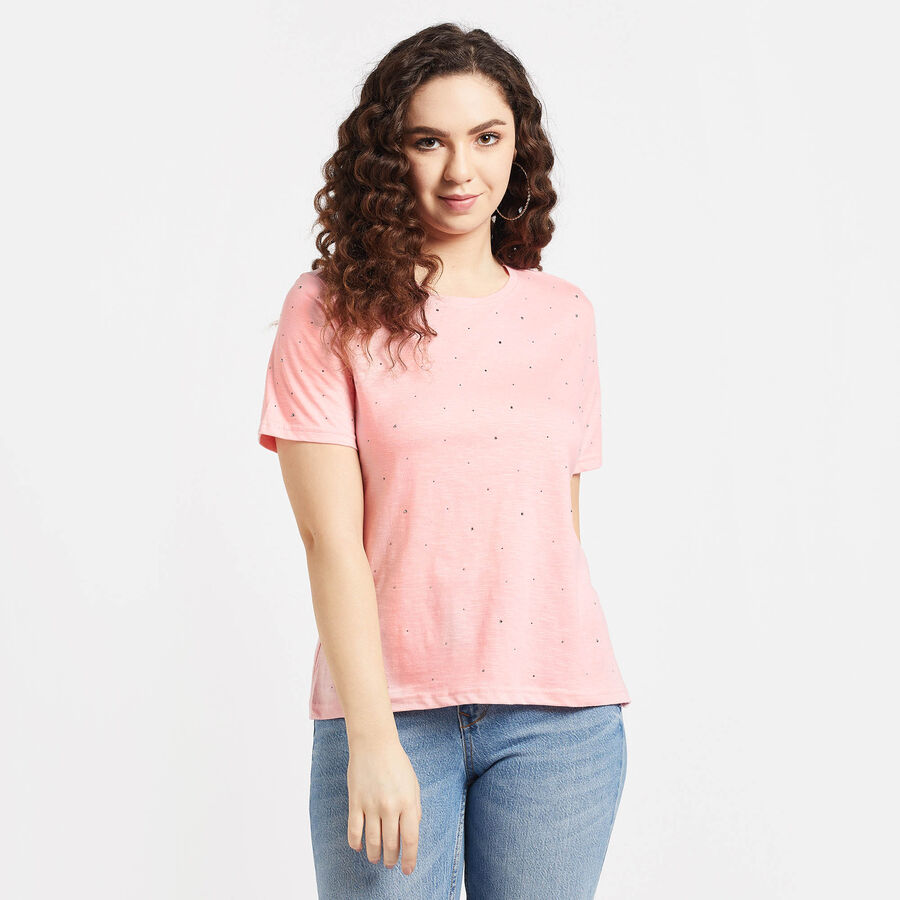 Round Neck T-Shirt, Pink, large image number null