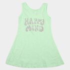 Girls' Mint Green A-Line Butterfly Printed Sleeveless Frock, Light Green, small