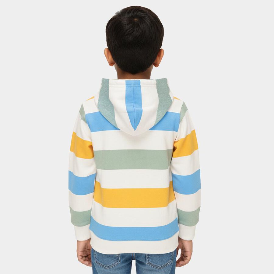 Boys Multicolor Hooded Neck Casual Sweatshirt, सफ़ेद, large image number null