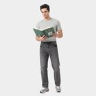 Men's Grey Straight Fit Washed Jeans, हल्का ग्रे, small