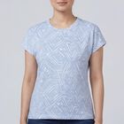 Women's Blue Round Neck Casual T-Shirt, हल्का नीला, small