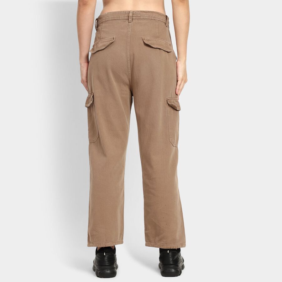 Ladies' 100% Cotton Trousers, Brown, large image number null