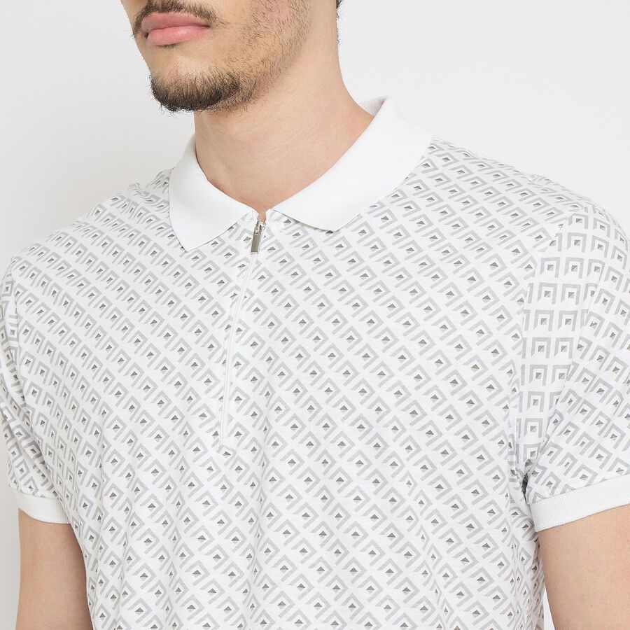 Men's 100% Cotton Collared Half Sleeves T-Shirt , सफ़ेद, large image number null
