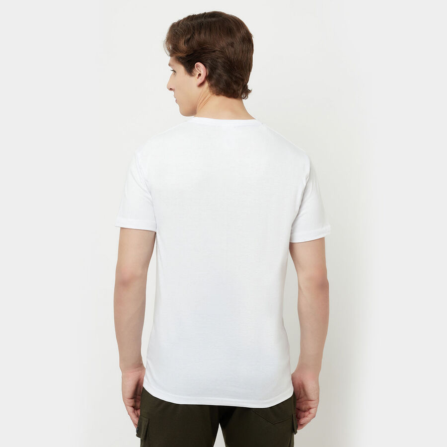 Cut & Sew Round Neck T-Shirt, White, large image number null