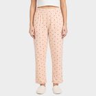 Women's Beige Straight Fit Heart Printed Pyjama, गहरा पीला, small