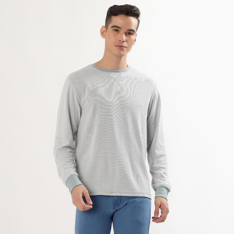 Men's Light Grey Crew Neck Casual T-Shirt, Light Grey, large image number null