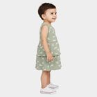Infants' Green Tiered Floral Printed Frock, हल्का हरा, small