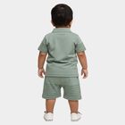 Infants' Green Cotton Polo Neck Dinosaur Printed Baba Suit, Light Green, small