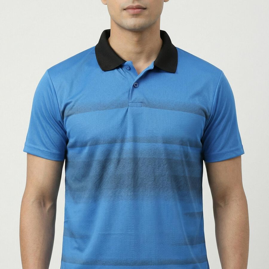 Men's Light Blue Round Neck Athleisure T-Shirt, Light Blue, large