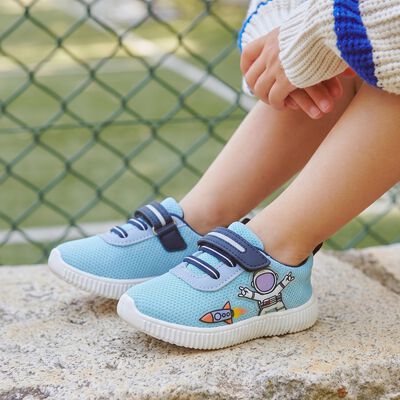Boys' Light Blue Velcro Strap Sneakers