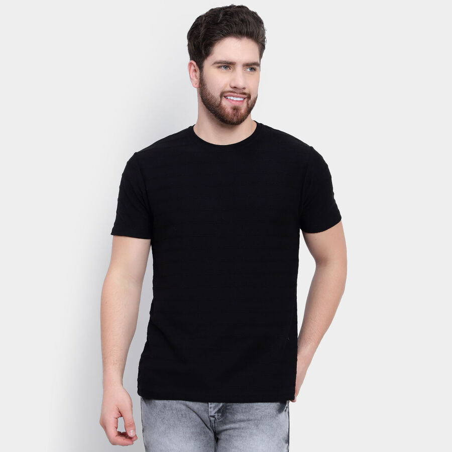 Round Neck T-Shirt, Black, large image number null