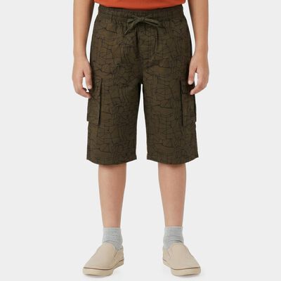 Boys' Olive Relaxed Fit Cotton Jamaican Shorts