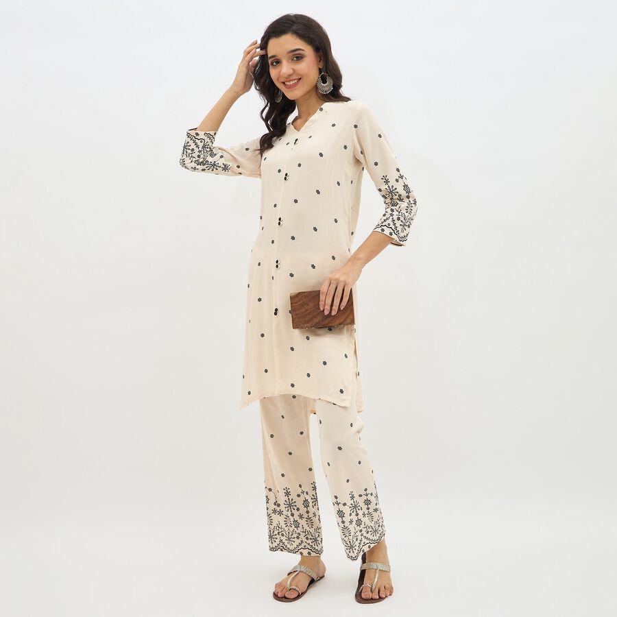Women's Beige Printed Ethnic Set, Beige, large image number null