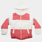 Girls Pink Hooded Puffer Jacket, Pink, small