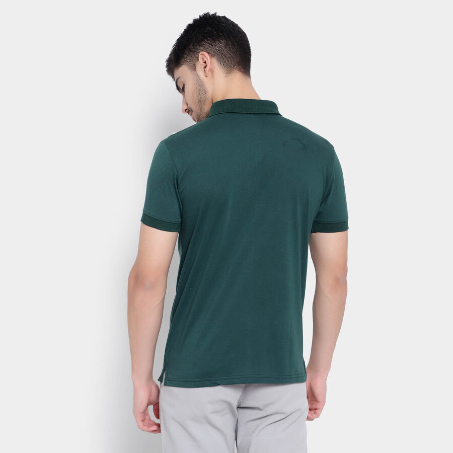 Cut & Sew Polo Shirt, गहरा हरा, large image number null