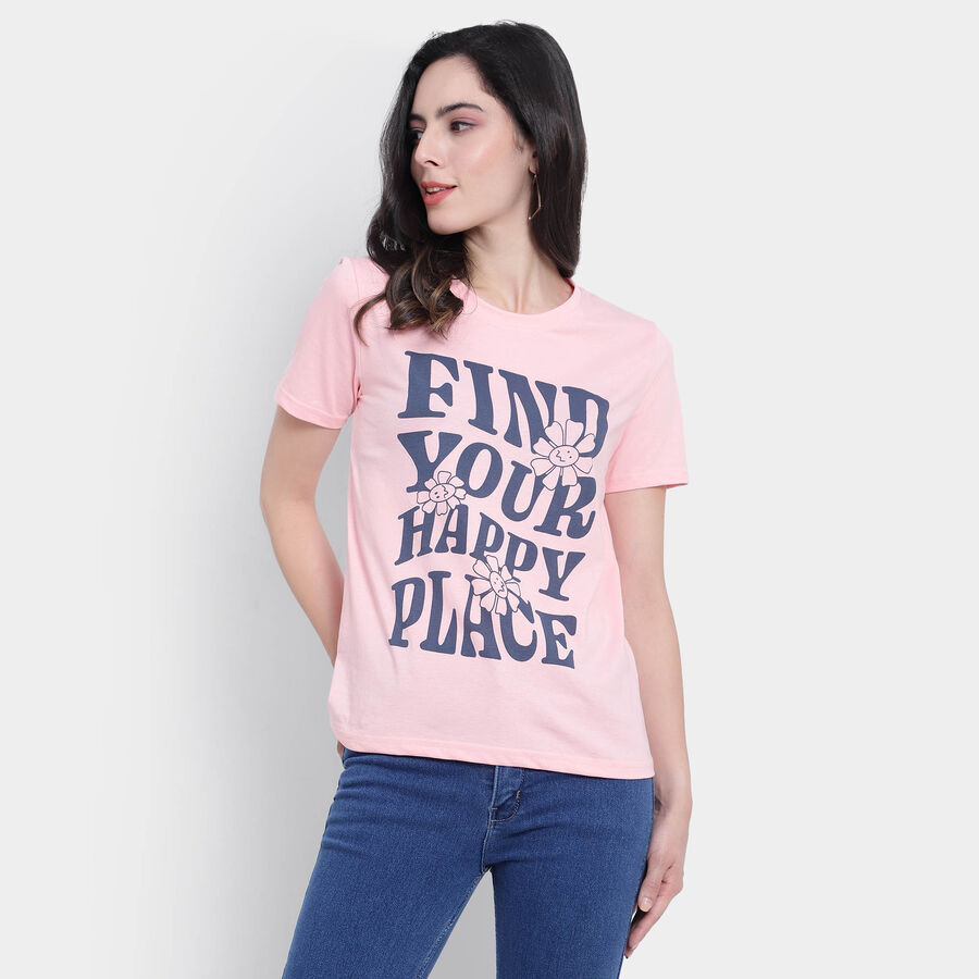 Round Neck T-Shirt, Pink, large image number null