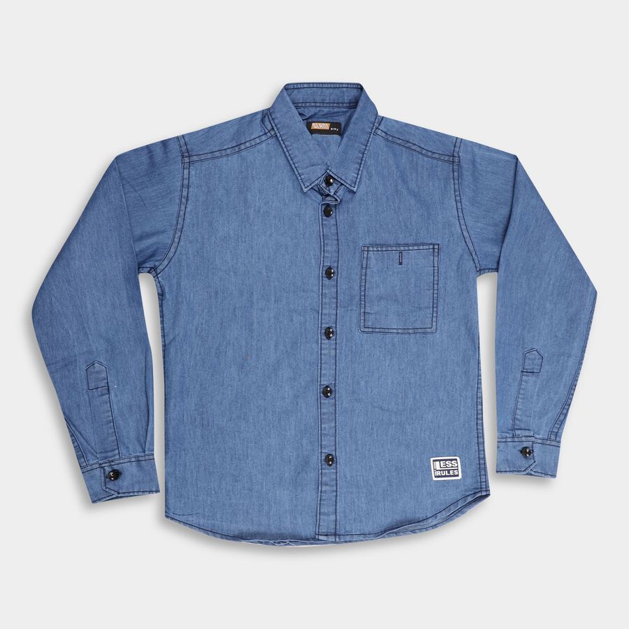 Boys' Casual Shirt , मध्यम नीला, large image number null