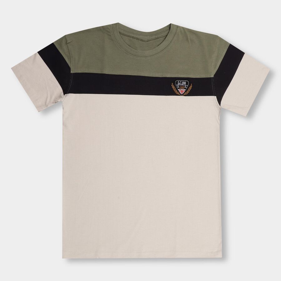 Boys' 100% Cotton Half Sleeves T-Shirt , Olive, large image number null
