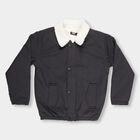Boys Charcoal Black Sherpa Casual Jacket, चारकोल, small image number null