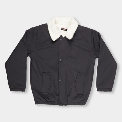 Boys Charcoal Black Sherpa Casual Jacket