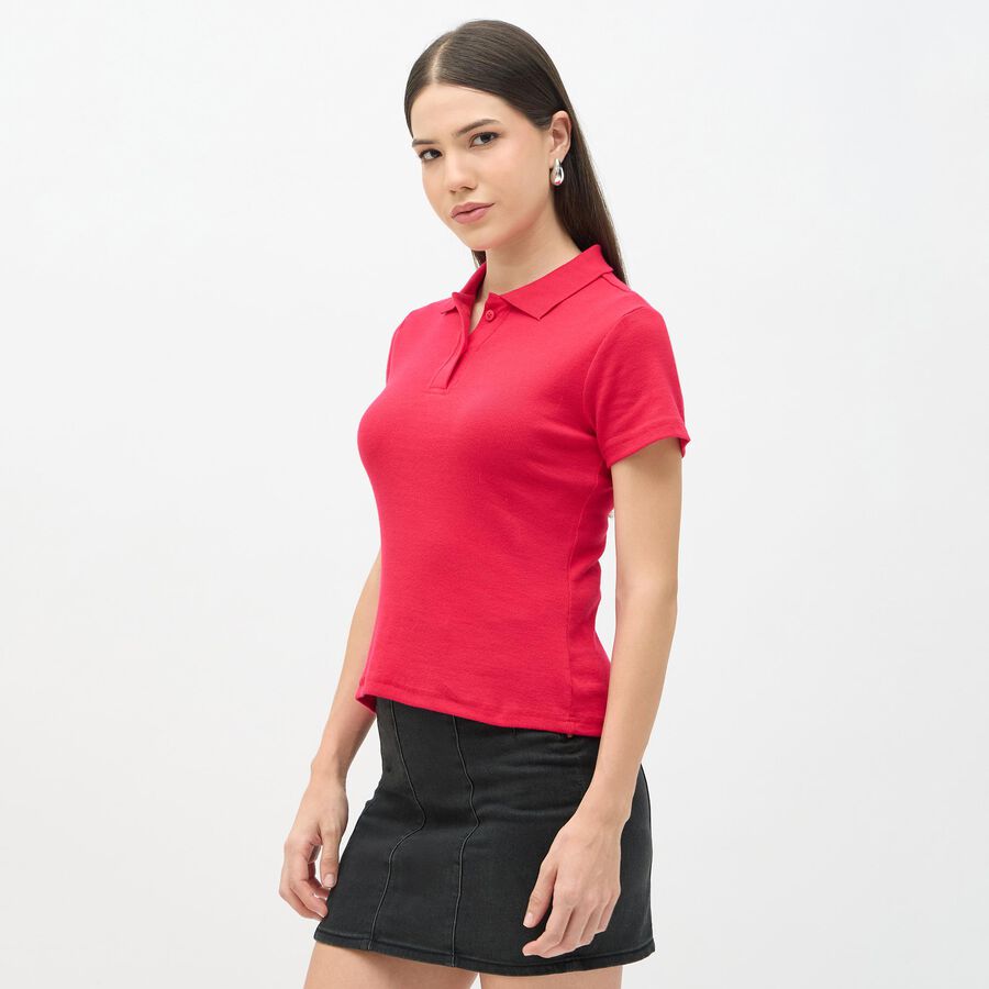Ladies' Polo T-Shirt, Fuchsia, large