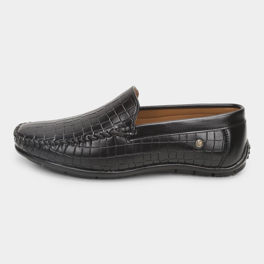 Men's Jet Black Slip-On Formal Loafers, काला, large image number null