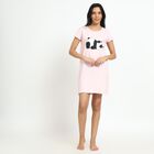 Ladies' Soft Pink Round Neck Casual Nighty, Light Pink, small