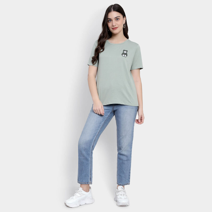 Round Neck T-Shirt, हल्का हरा, large image number null