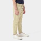 Boys' Beige Regular Fit Solid Jogger Trousers, गहरा पीला, small