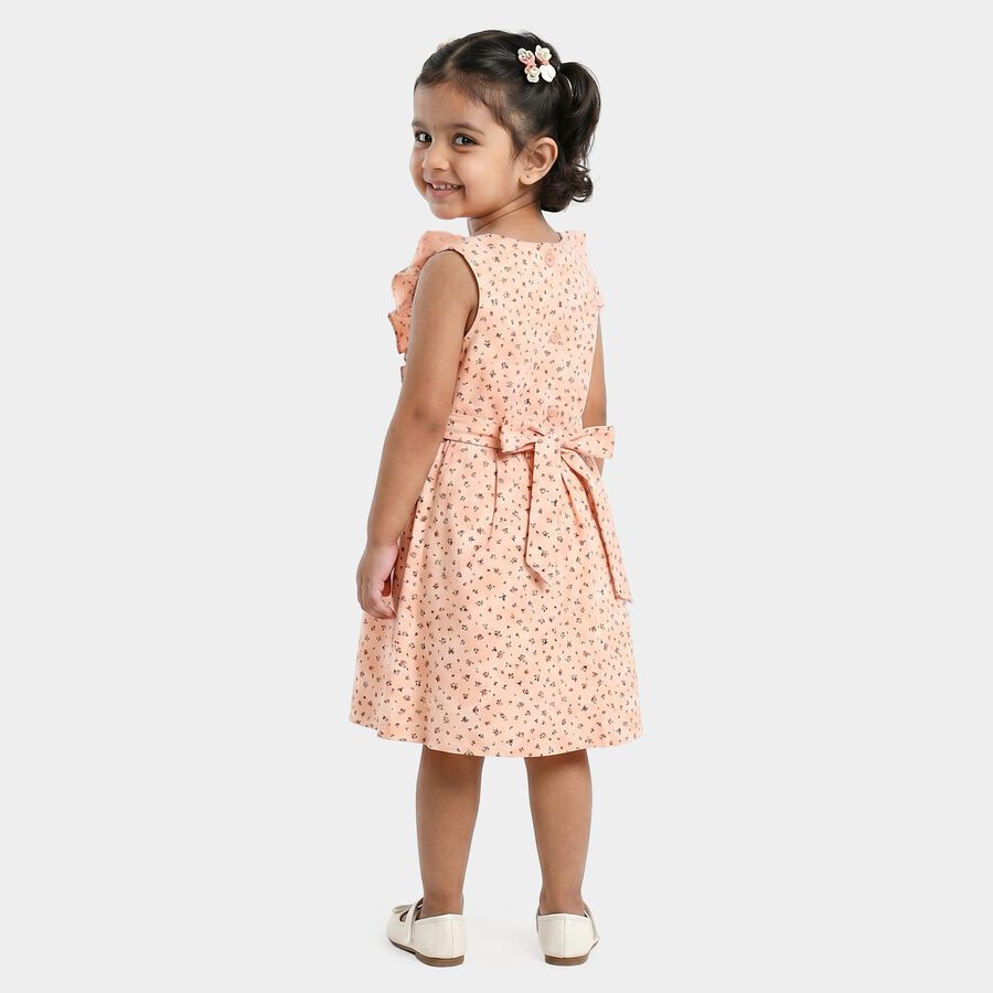 Girls' Light Pink Floral Printed Fit and Flare Frock, Light Pink, large