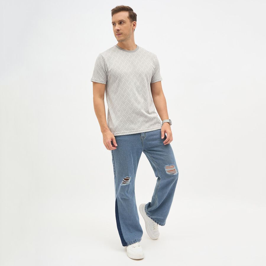 Men's Round Neck Half Sleeves T-Shirt, Light Grey, large image number null