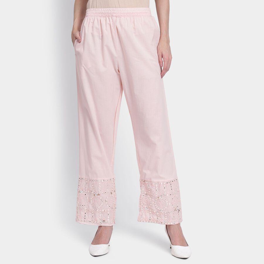 Ladies' 100% Cotton Palazzos, हल्का गुलाबी, large image number null