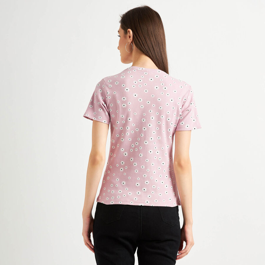 All Over Print Round Neck T-Shirt, Pink, large image number null