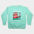 Boys' Mint Green Crew Neck Graphic Print Sweatshirt, Dark Green, small