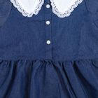 Girls' Blue Fit and Flare Lace Collar Frock, Mid Blue, small