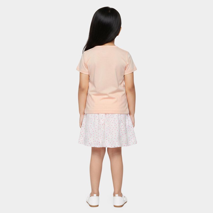 Girls Light Pink Round Neck Co-ord Set Upper and Bottom Set, हल्का गुलाबी, large