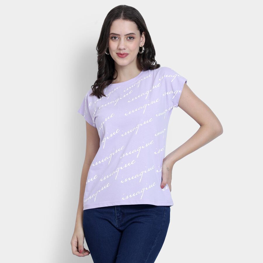 Ladies' Round Neck T-Shirt , बैंगनी, large image number null