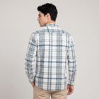 Men's Blue Cotton Long Sleeve Spread Collar Shirt, Mid Blue, small