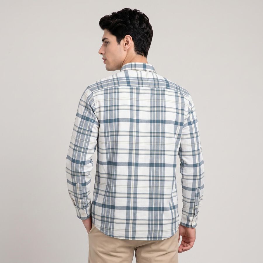 Men's Blue Cotton Long Sleeve Spread Collar Shirt, Mid Blue, large