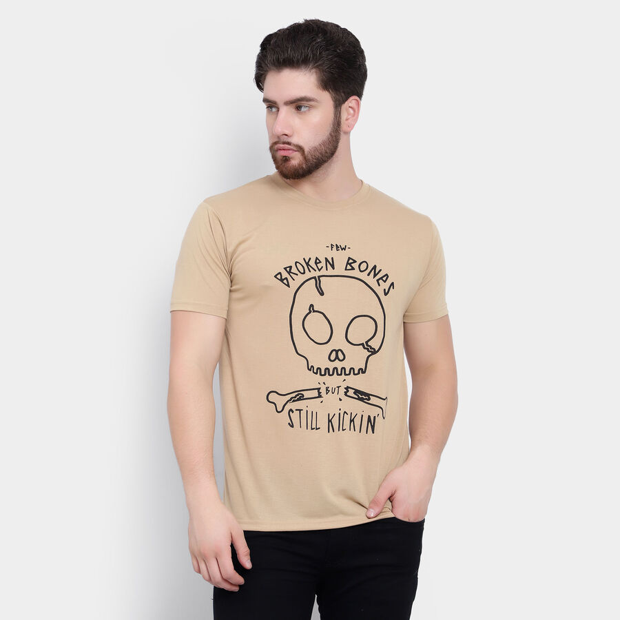 Round Neck T-Shirt, Beige, large image number null