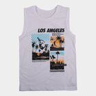 Boys White Round Neck Casual Sleeveless T-Shirt, White, small