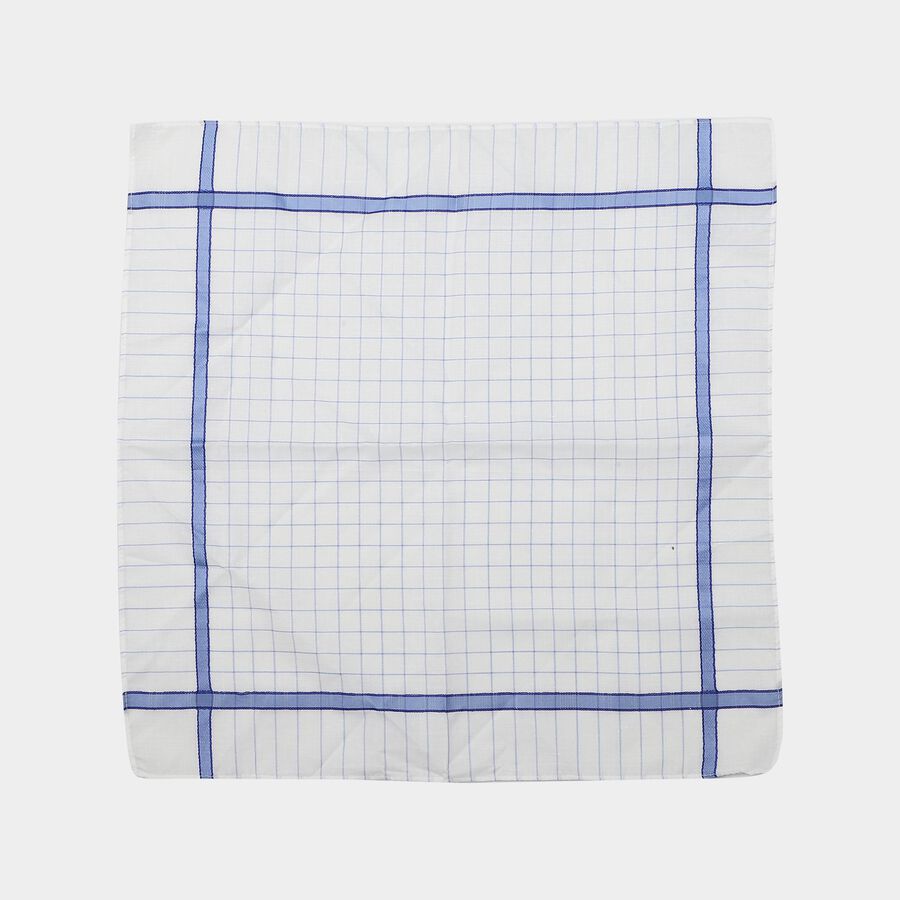 Men's Light Blue Checked Pack of 3 Handkerchief, हल्का नीला, large