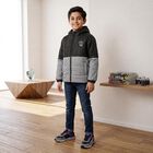 Boys Grey Hooded Puffer Jacket, Light Grey, small