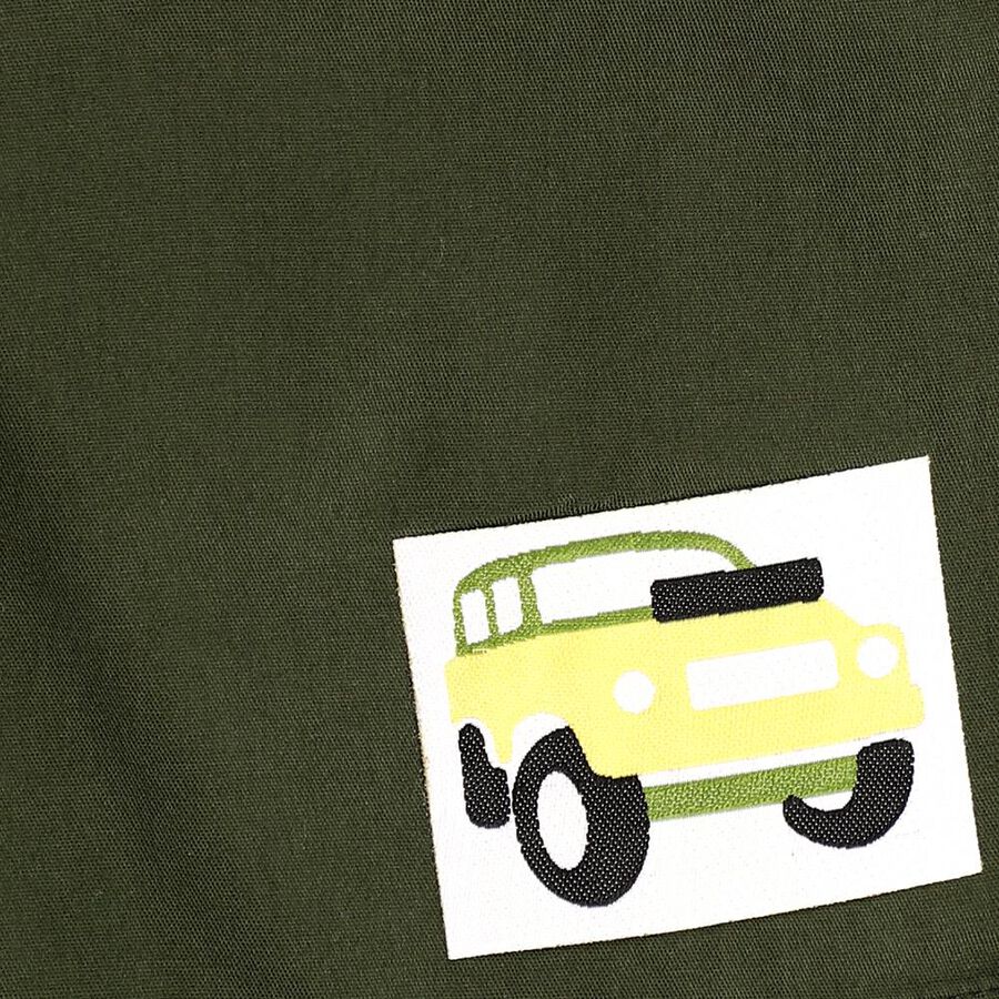 Boys' White Cotton Polo Neck Car Print Baba Suit, White, large image number null