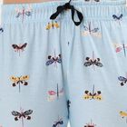 Women's Light Sky Blue Dragonfly Printed Cotton Pyjama, हल्का नीला, small image number null