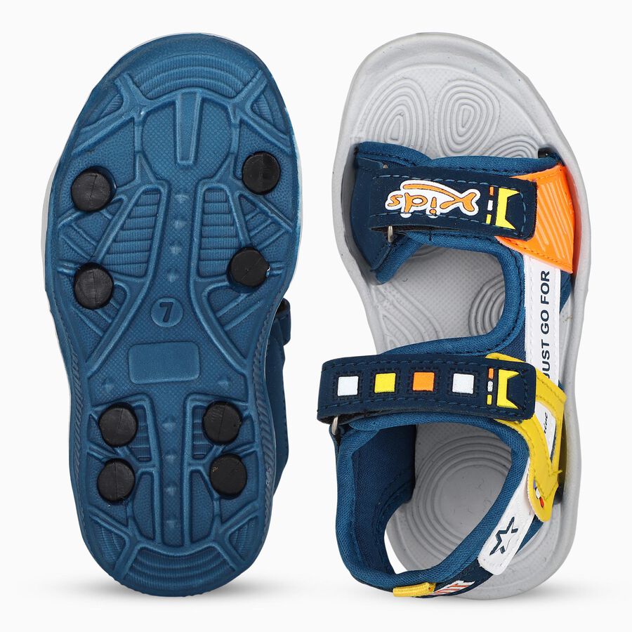 Boys' Blue Velcro Strap Strappy Sandals, Teal Blue, large