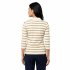 Women's Beige Polo Neck Striped Regular Top, Beige, small